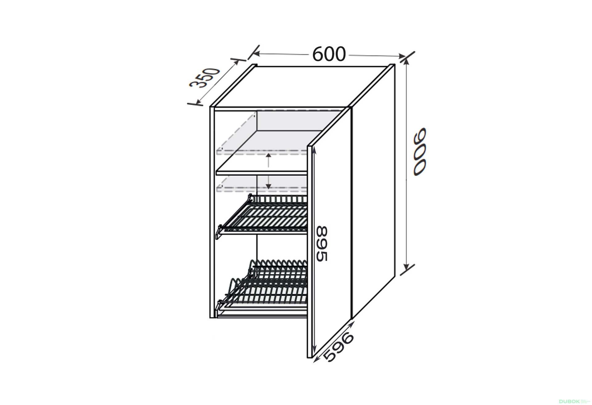 Fotografia 2 - Vrchný 60VS/900 1dverová sušička Pro Blum+GTV pravá Millenium Premium