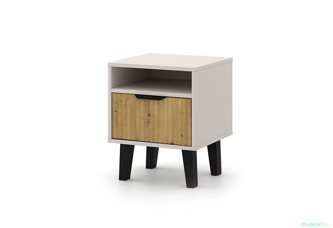Nočný stolík Borg Duo 1S kašmír / dub artisan