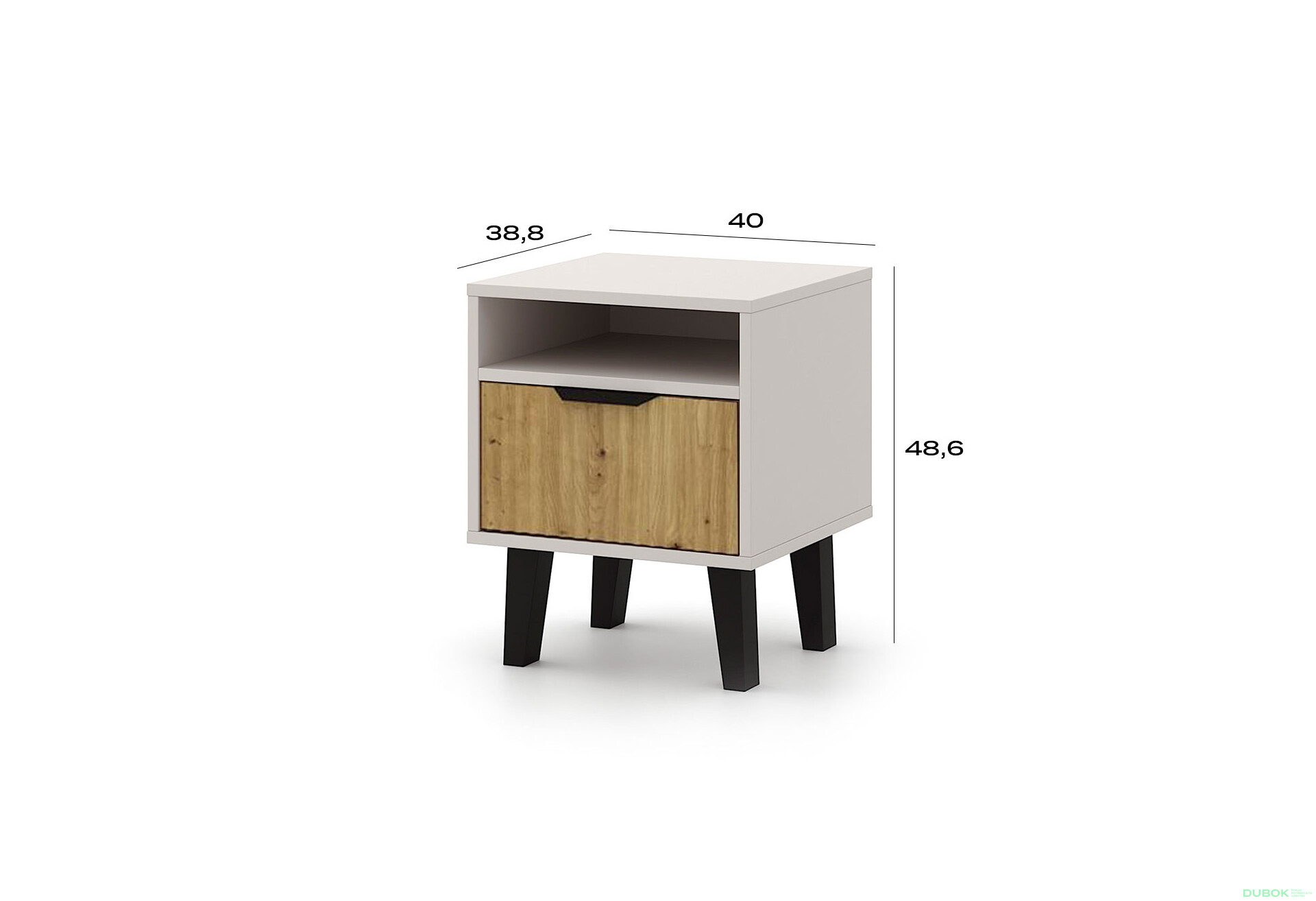 Fotografia 3 - Nočný stolík Borg Duo 1S kašmír / dub artisan