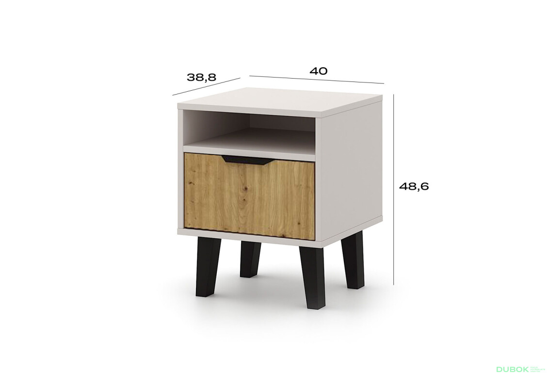 Fotografia 3 - Nočný stolík Borg Duo 1S kašmír / dub artisan