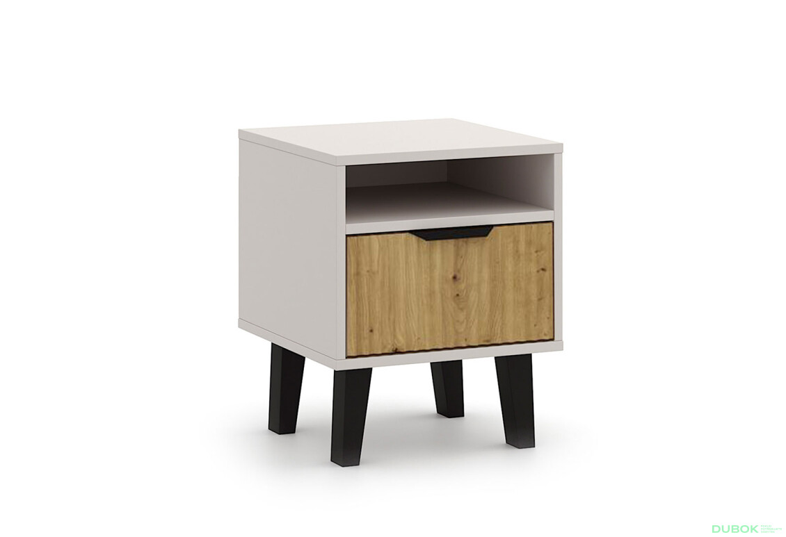 Fotografia 4 - Nočný stolík Borg Duo 1S kašmír / dub artisan
