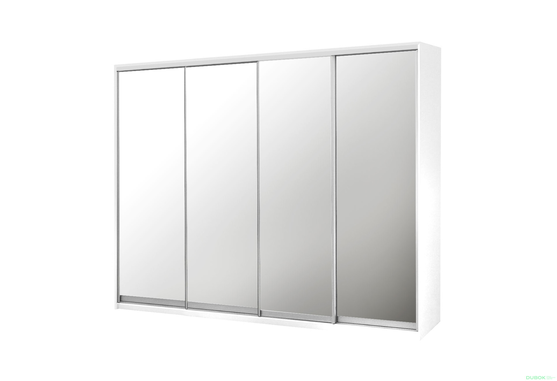 Fotografia 1 - Skriňa s posuvnými dverami Komforto 4 zrkadlá 270x240x60 cm Biela