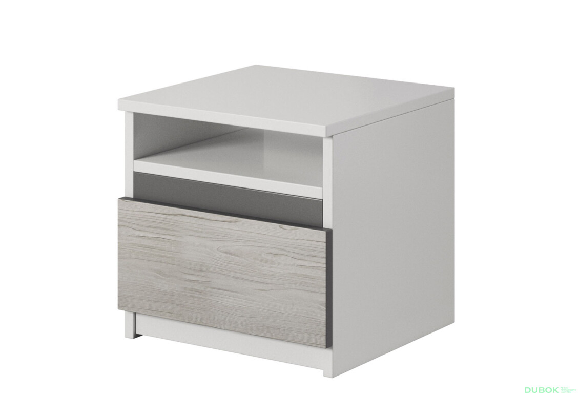 Nočný stolík Spálne Helios biely / kathult / grafit Idczak meble