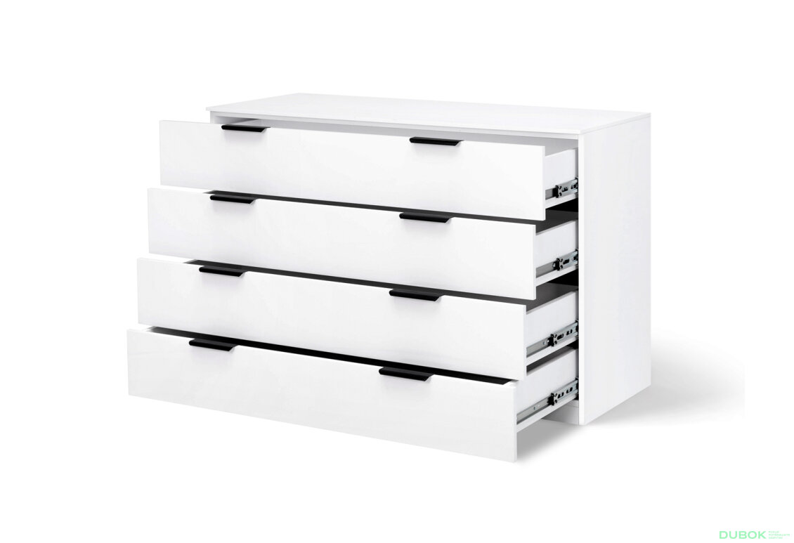 Fotografia 3 - Komoda 4š, biely lesk Mila