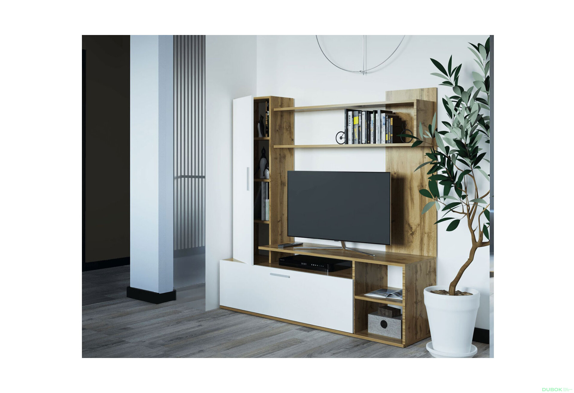 Fotografia 1 - Televízny stojan Kona 151 cm Dub ewok / Biely