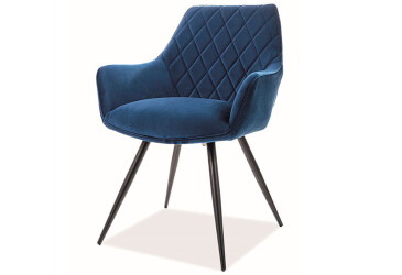 Stolička Linea Velvet tmavo modrá Bluvel 86, kov čierna matná