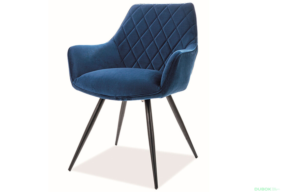 Stolička Linea Velvet tmavo modrá Bluvel 86, kov čierna matná
