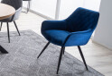 Fotografia 3 - Stolička Linea Velvet tmavo modrá Bluvel 86, kov čierna matná