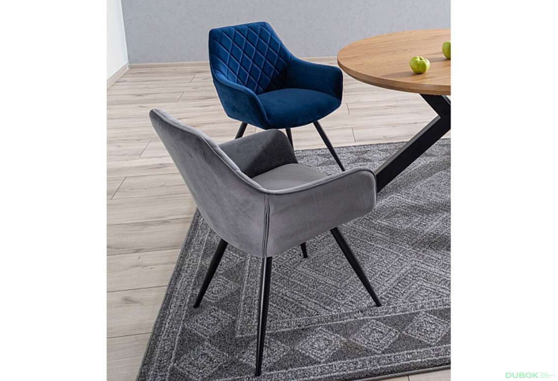 Fotografia 6 - Stolička Linea Velvet tmavo modrá Bluvel 86, kov čierna matná
