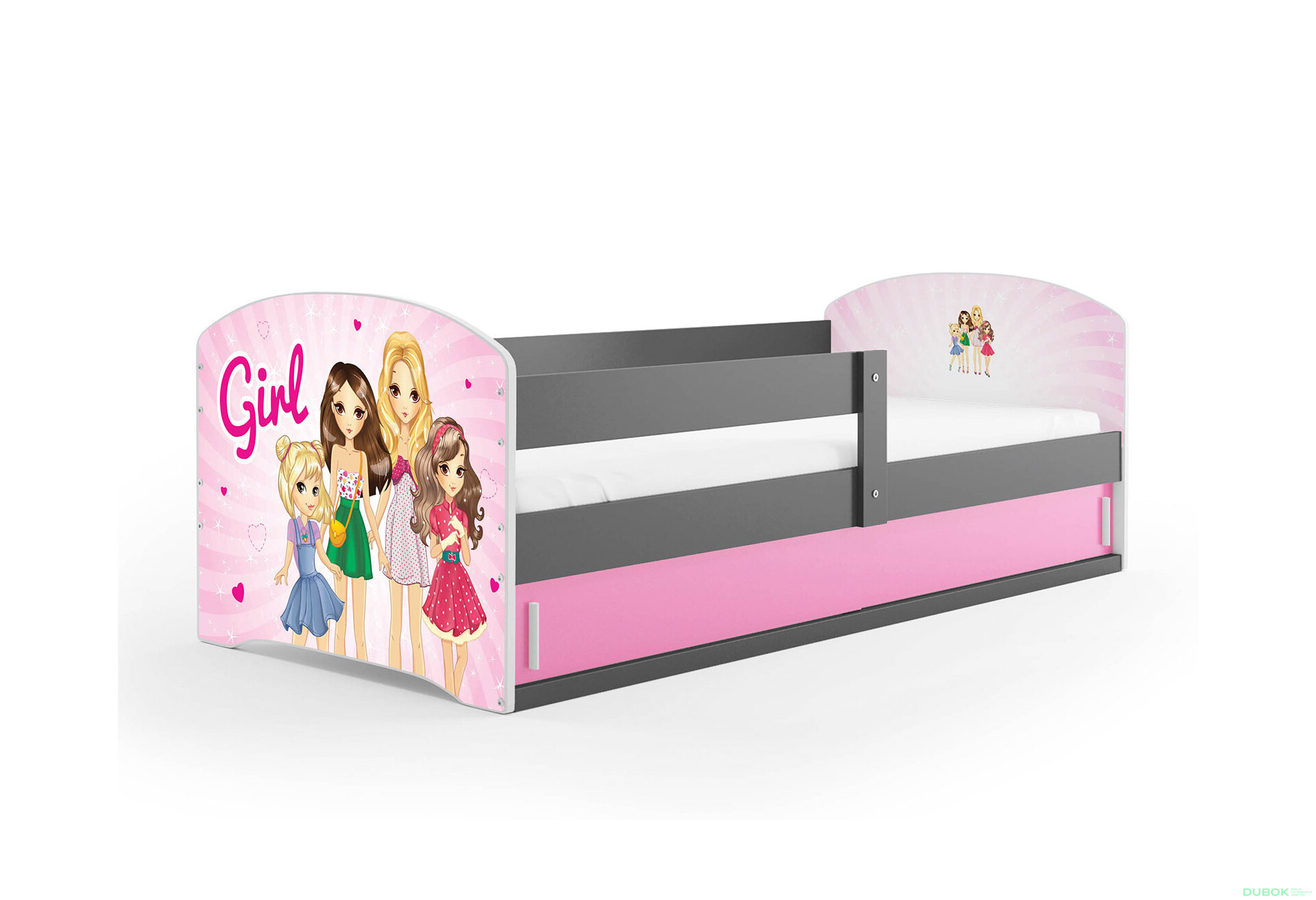 Fotografia 1 - Posteľ Luki 1 grafit Girls 80x160 cm s roštom, matracom