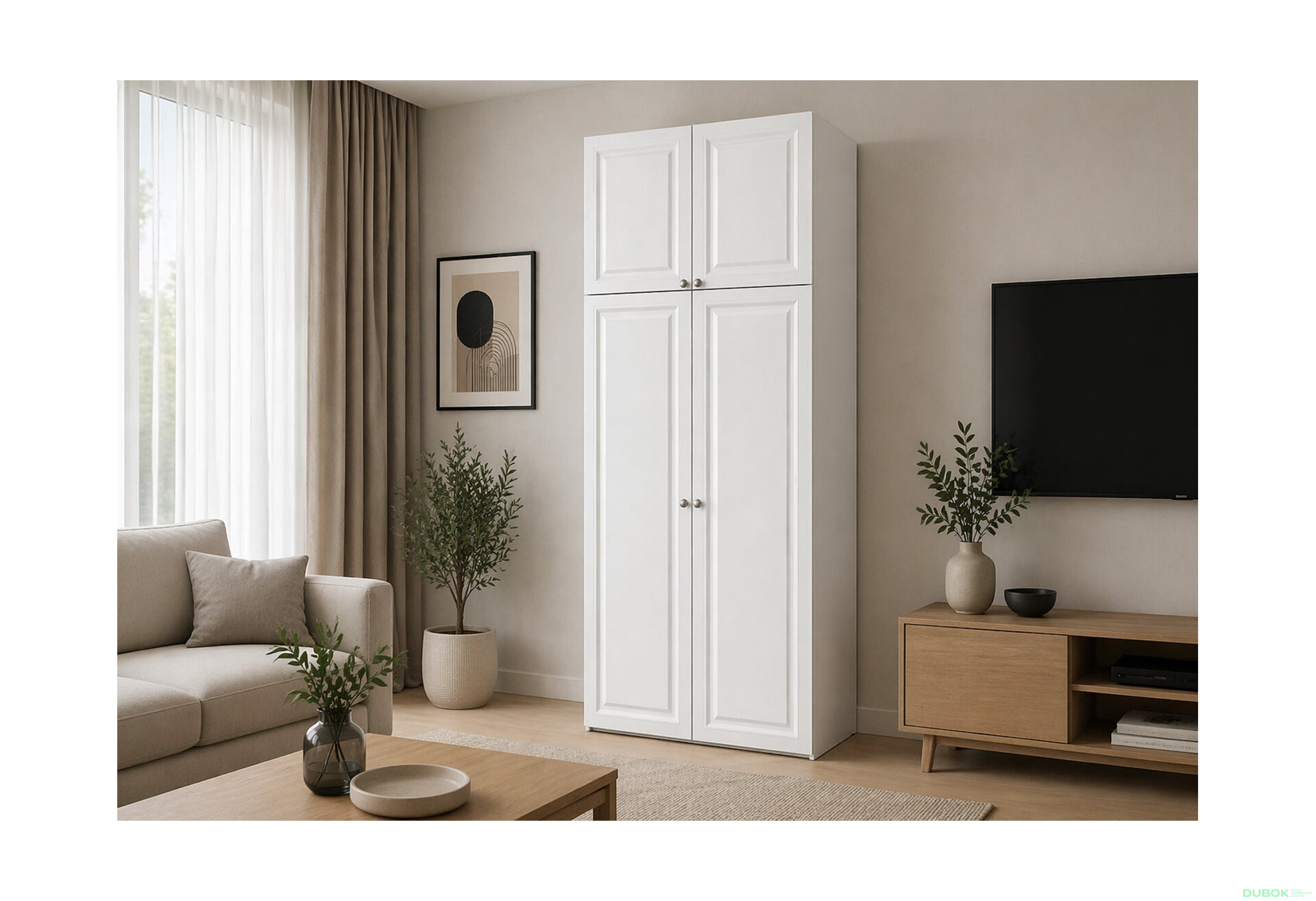 Obrázok 2 - Skriňa Madrid 100×55×275 cm s nadstavcom, biela