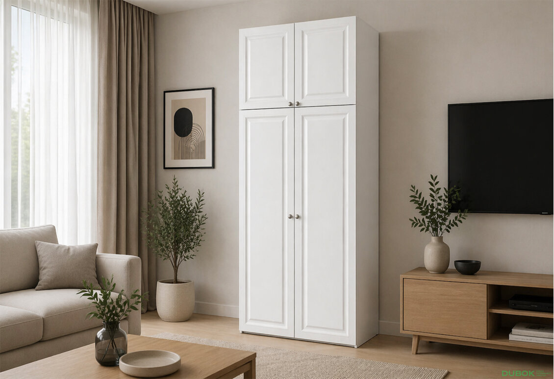 Obrázok 2 - Skriňa Madrid 100×55×275 cm s nadstavcom, biela