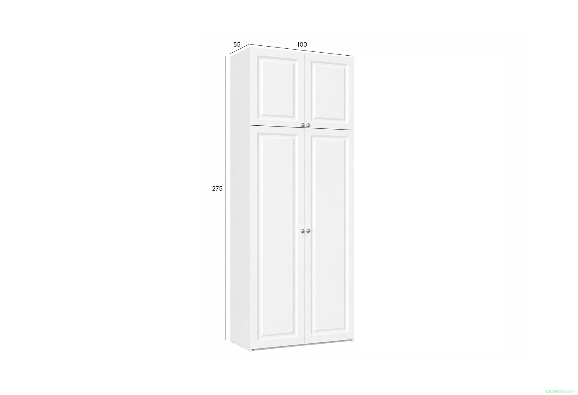 Obrázok 3 - Skriňa Madrid 100×55×275 cm s nadstavcom, biela