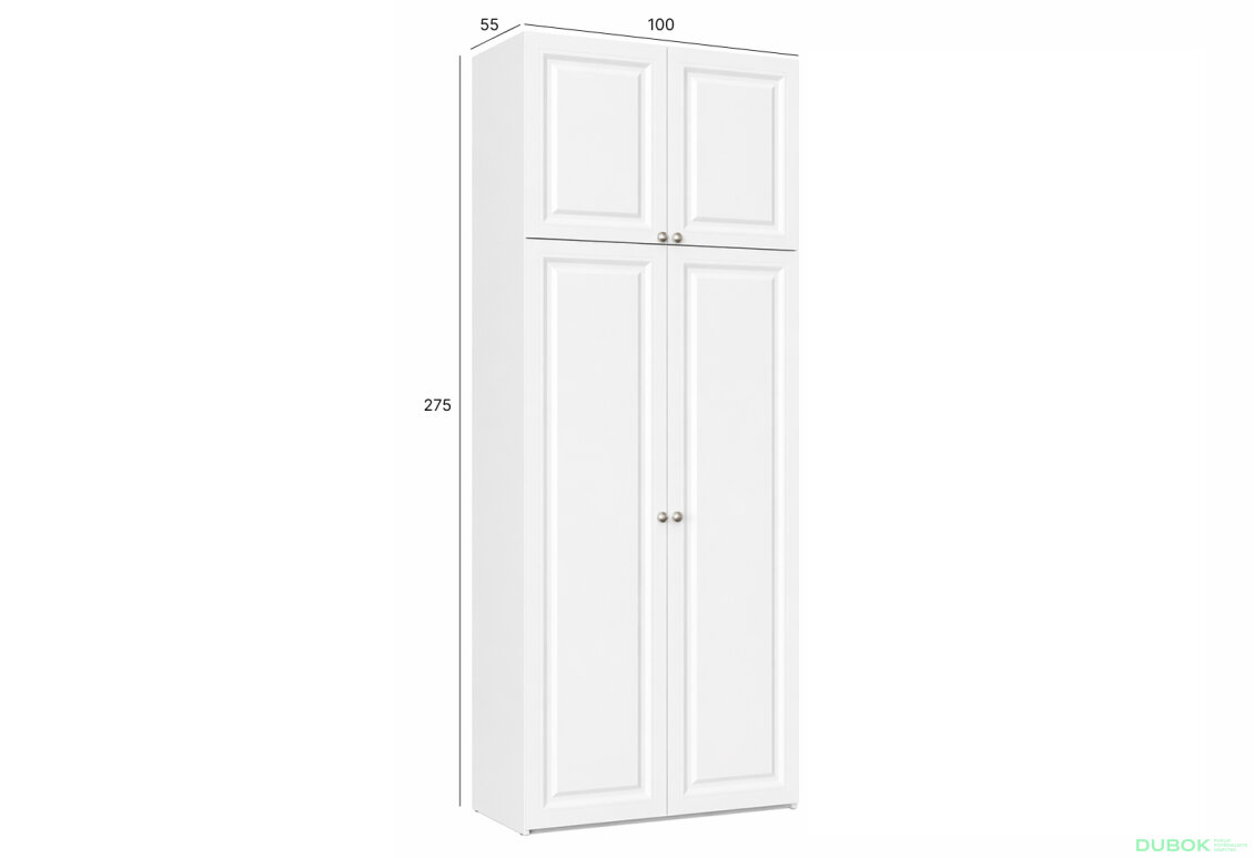 Obrázok 3 - Skriňa Madrid 100×55×275 cm s nadstavcom, biela