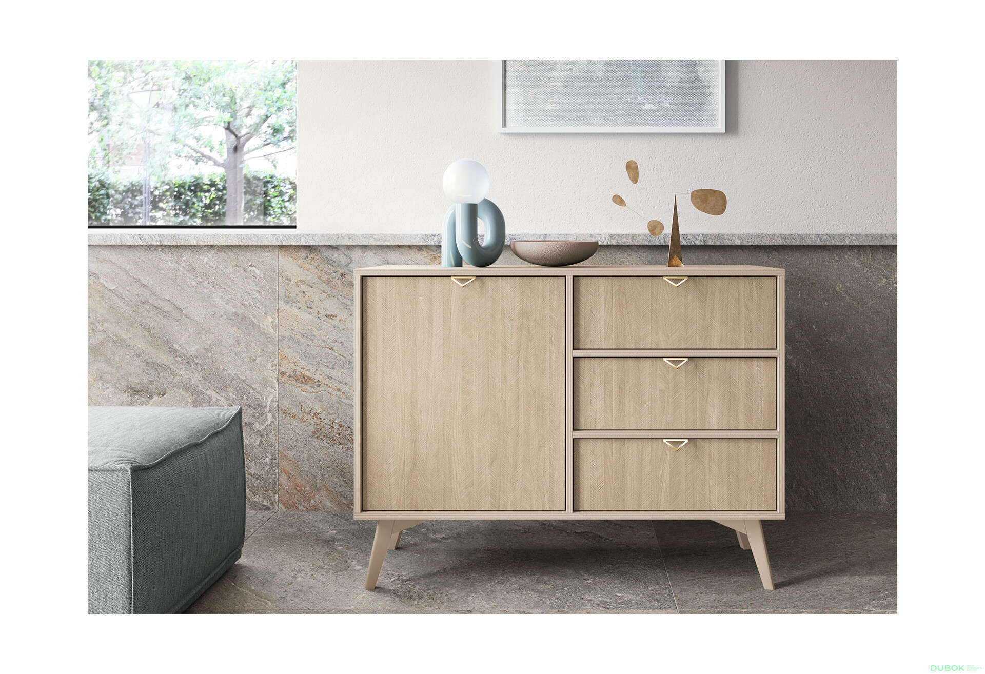 Komoda KSZD106 Forest béžový piesok / škandinávsky smrek - Fotografia 4 Fotografia 4 - Komoda KSZD106 Forest béžový piesok / škandinávsky smrek