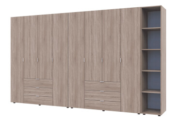 Skriňa osemdverová s regálom Gelar 348.2 cm Dub sonoma