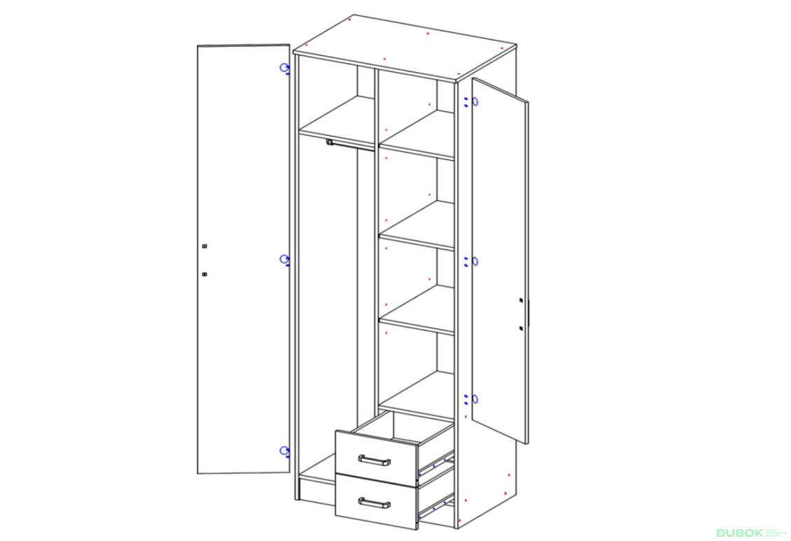 Fotografia 4 - Rohová skriňa Kami so zrkadlom 3d2s dub artisan