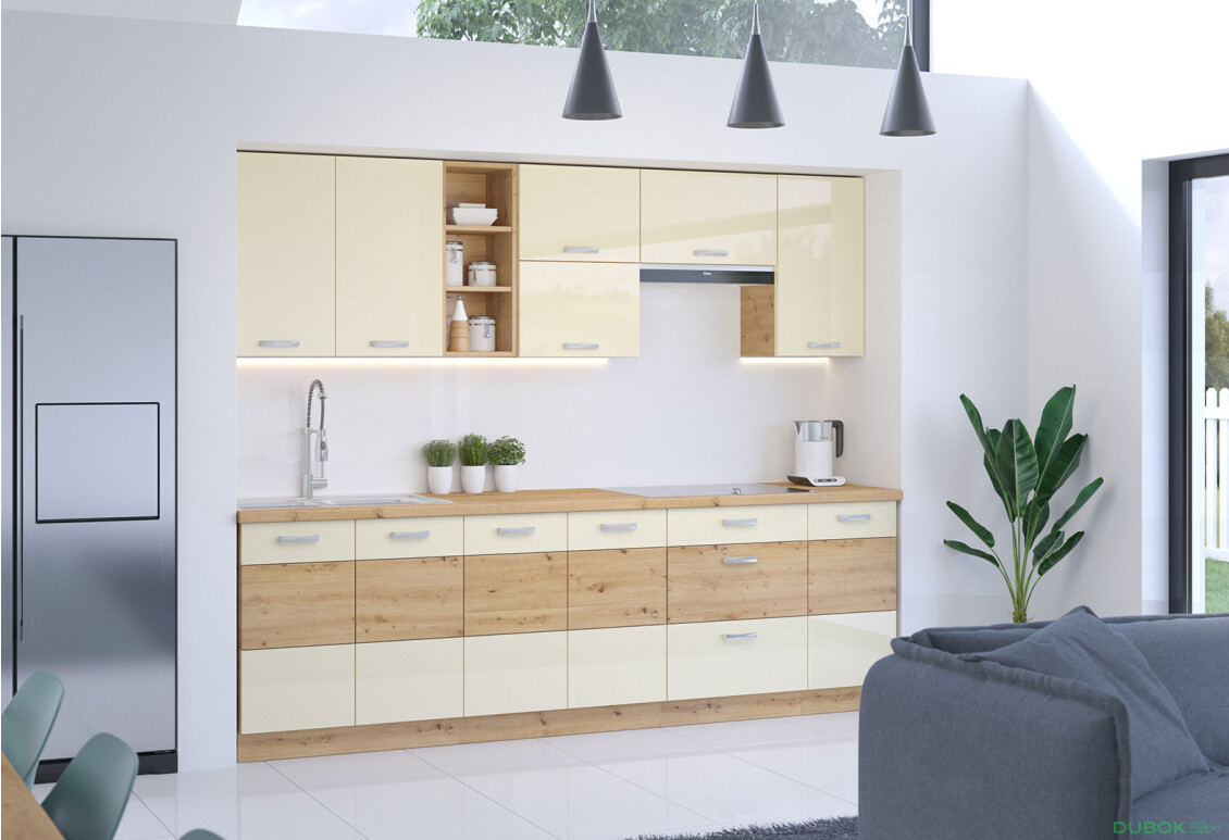 Kuchynská zostava 2.6 m Artisan / krém lesk