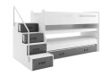 Poschodová posteľ Max 1 pre tri osoby biele / grafit 80x200 cm s roštom, matracom - Fotografia 1 Fotografia 1 - Poschodová posteľ Max 1 pre tri osoby biele / grafit 80x200 cm s roštom, matracom