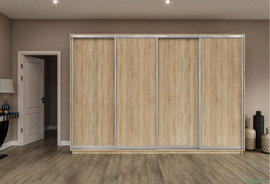 Fotografia 2 - Skriňa s posuvnými dverami 2200x3000x600 4DTD dub sonoma, profil strieborný