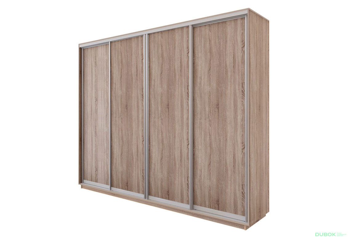 Skriňa s posuvnými dverami 2200x3000x600 4DTD dub sonoma, profil strieborný