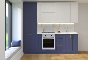 Sada 2.4 korpus biely polomat, fasády modrý polomat / biely polomat Vintage