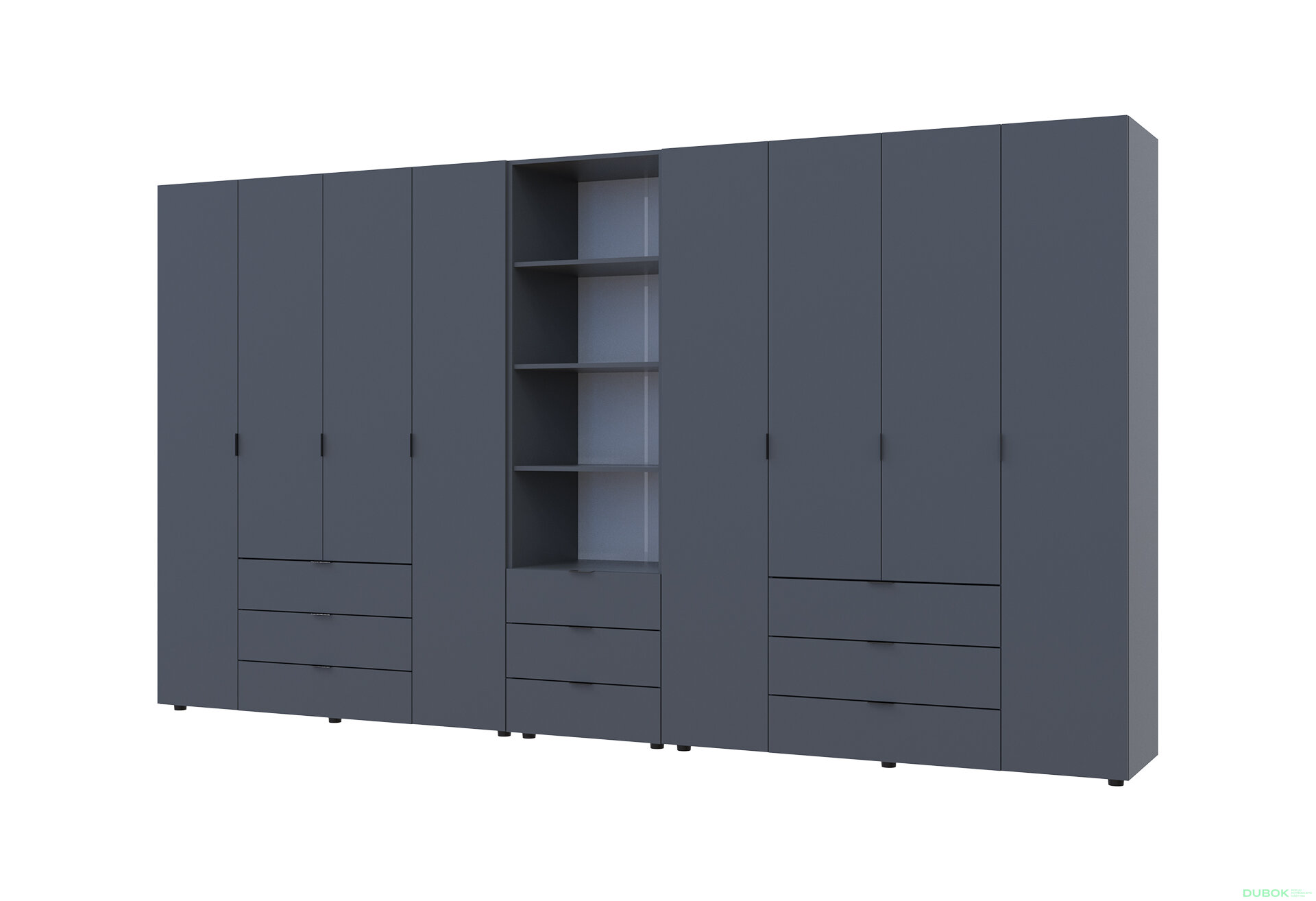 Fotografia 1 - Skriňa osemdverová s regálom s zásuvkami Gelar 370 cm grafit