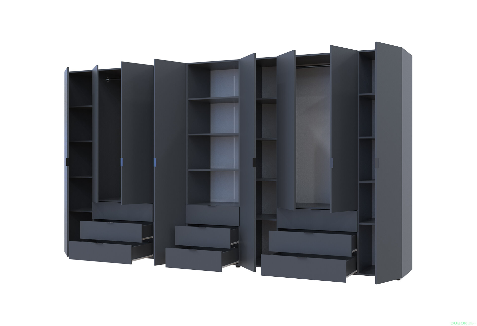 Fotografia 2 - Skriňa osemdverová s regálom s zásuvkami Gelar 370 cm grafit