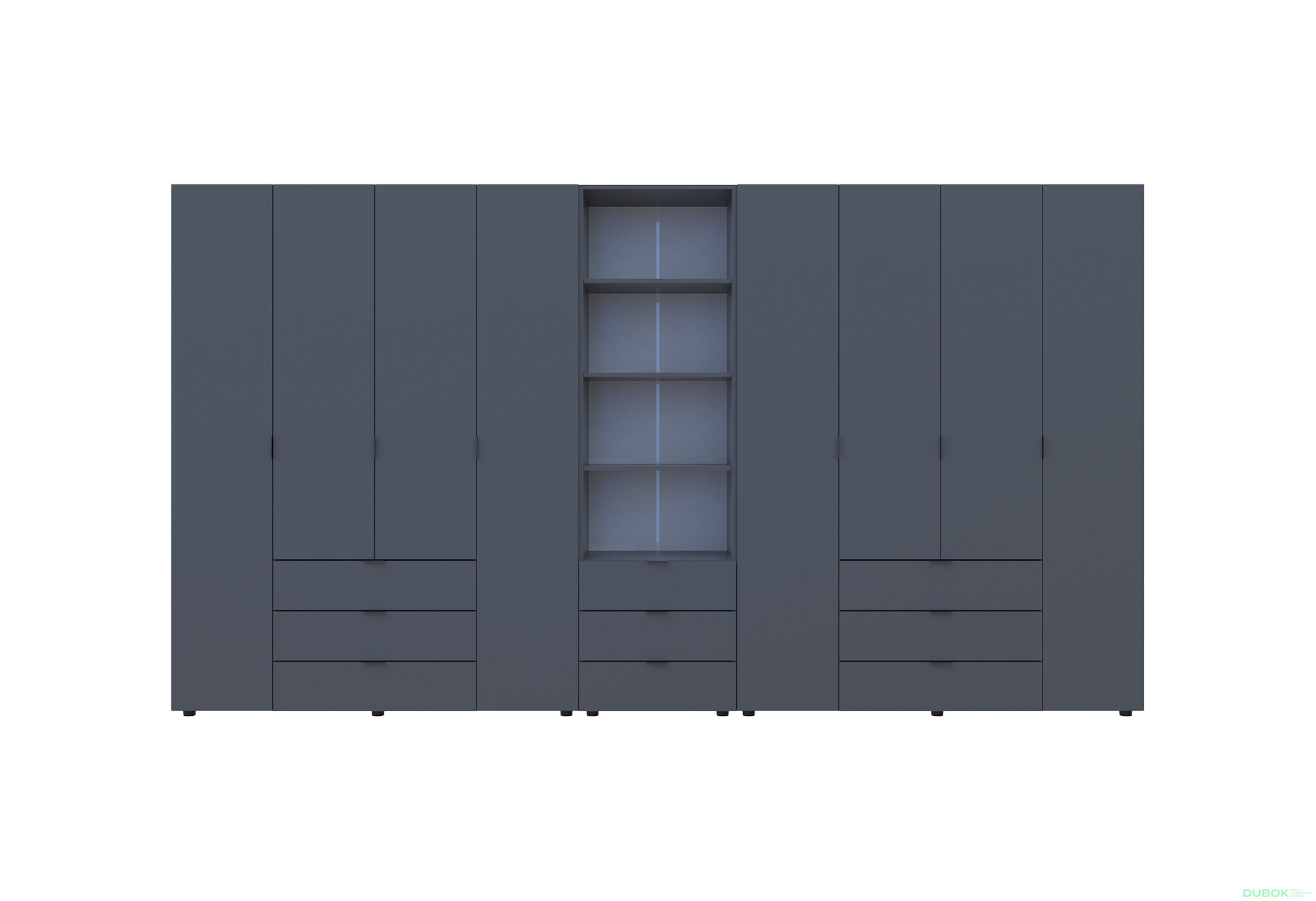 Fotografia 3 - Skriňa osemdverová s regálom s zásuvkami Gelar 370 cm grafit