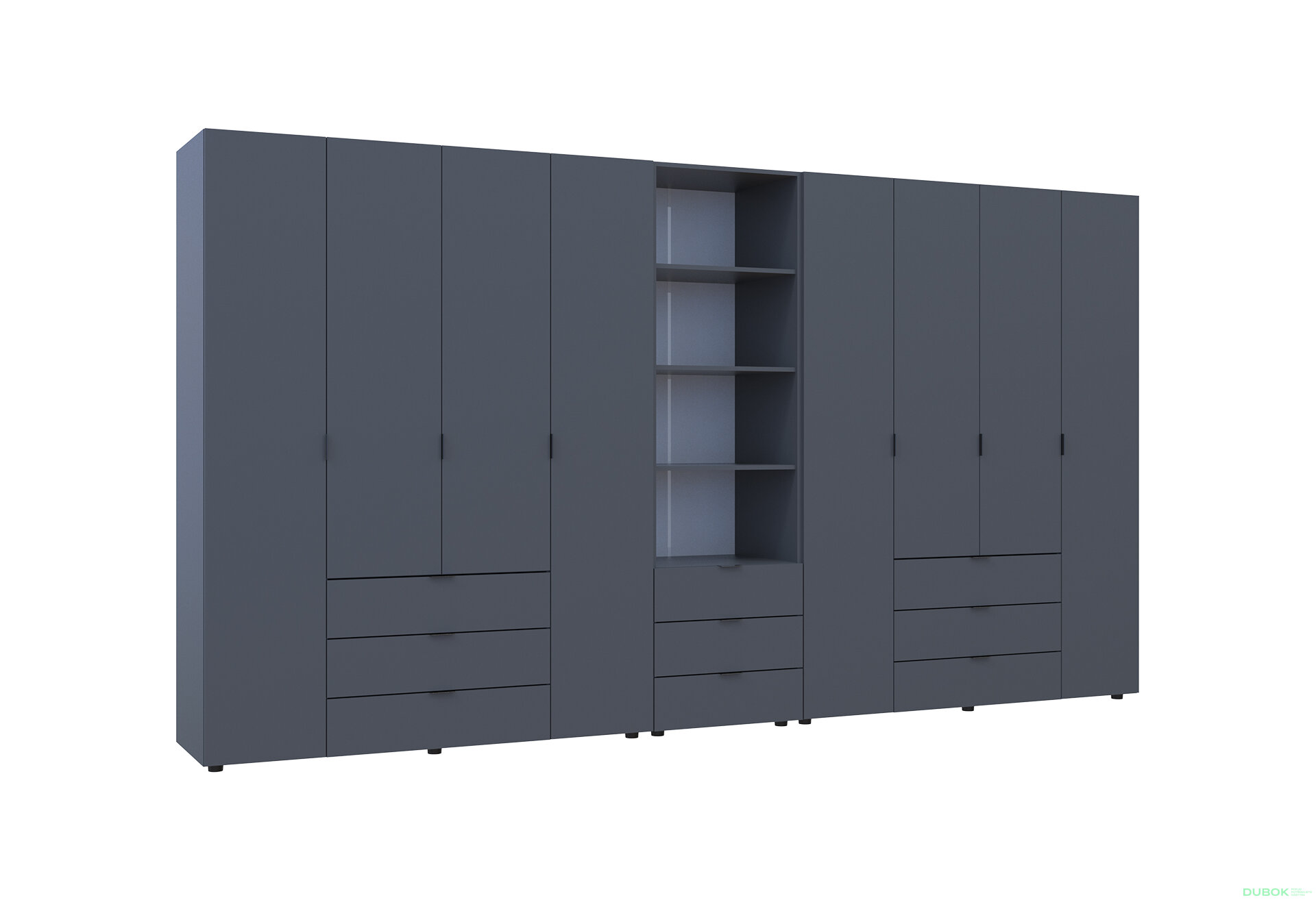 Fotografia 4 - Skriňa osemdverová s regálom s zásuvkami Gelar 370 cm grafit