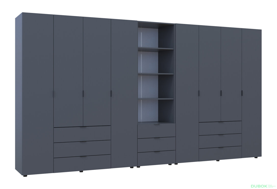Fotografia 4 - Skriňa osemdverová s regálom s zásuvkami Gelar 370 cm grafit