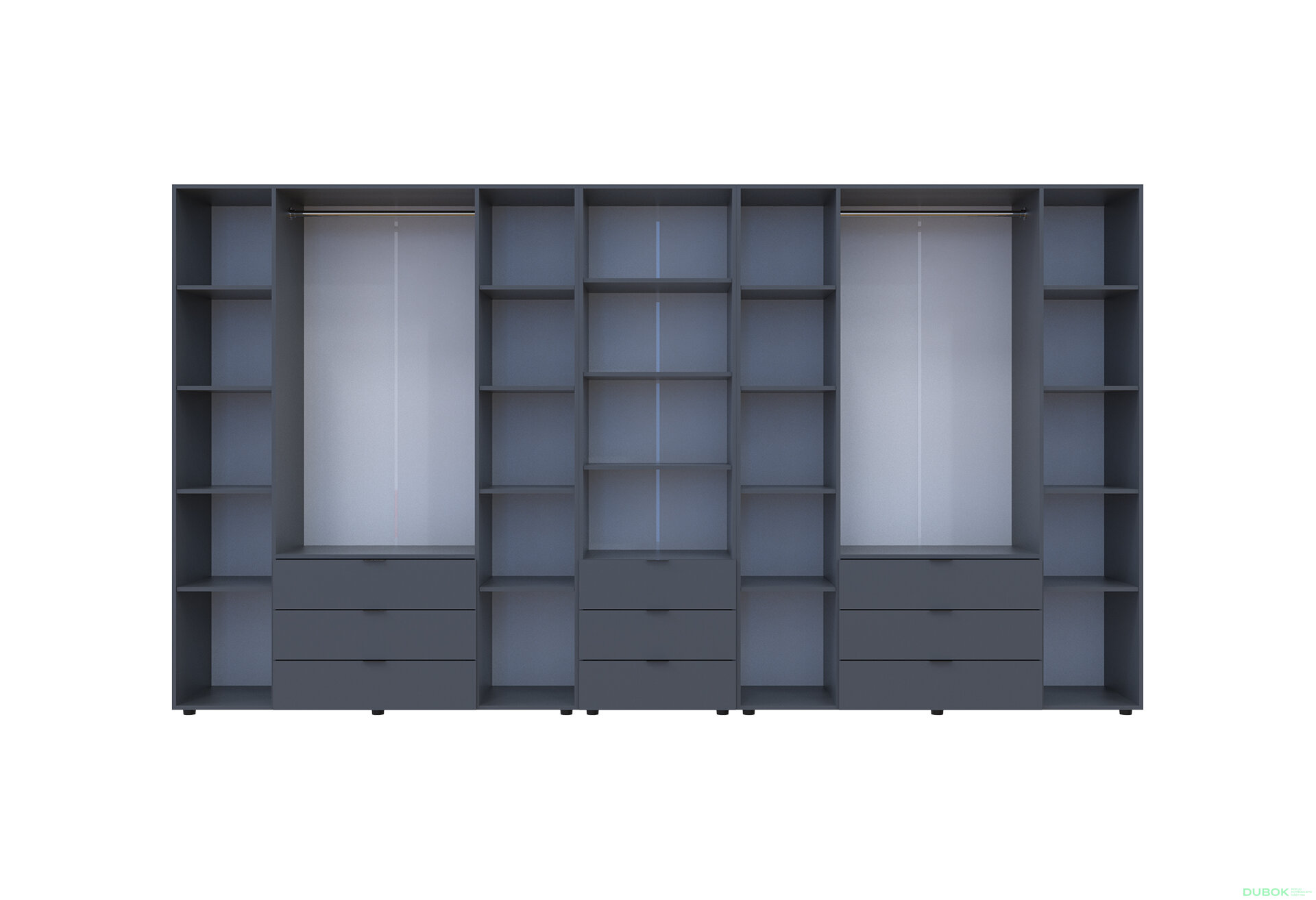 Fotografia 5 - Skriňa osemdverová s regálom s zásuvkami Gelar 370 cm grafit