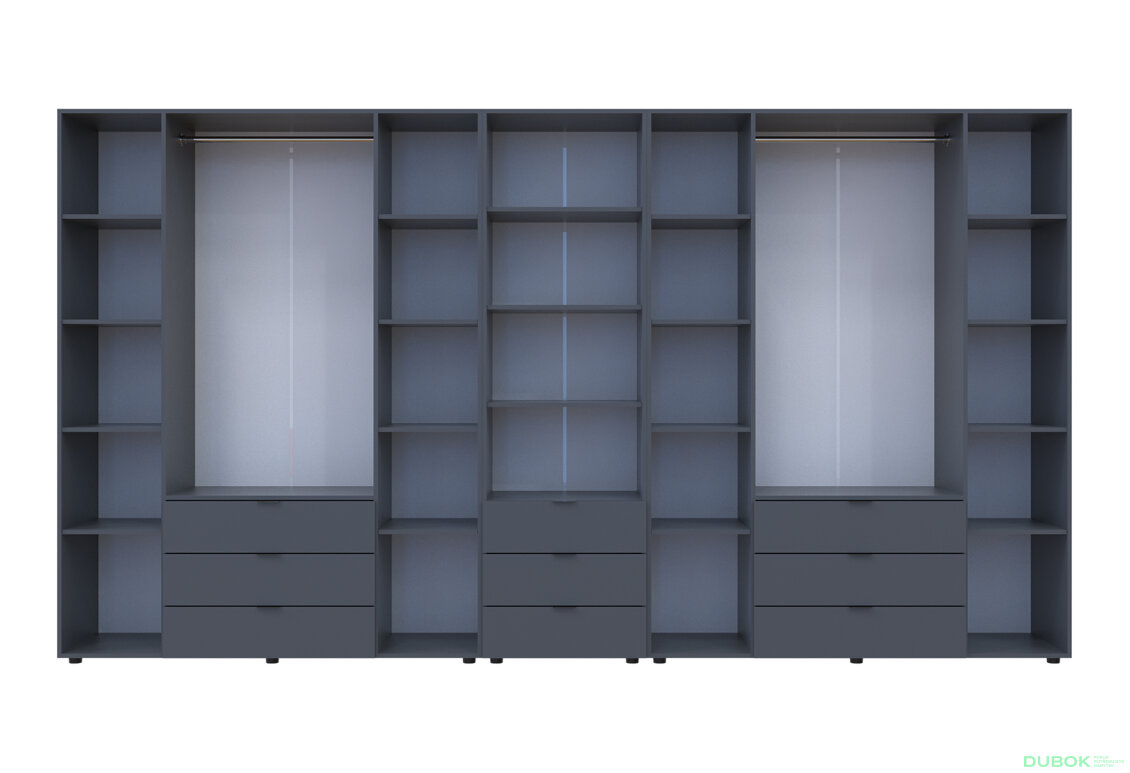 Fotografia 5 - Skriňa osemdverová s regálom s zásuvkami Gelar 370 cm grafit
