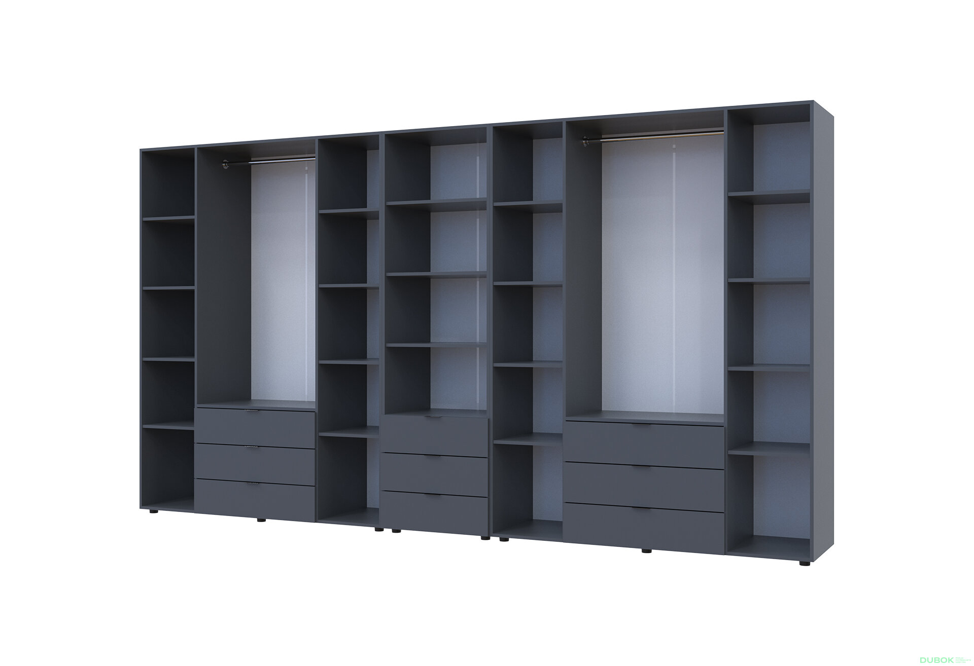 Fotografia 6 - Skriňa osemdverová s regálom s zásuvkami Gelar 370 cm grafit
