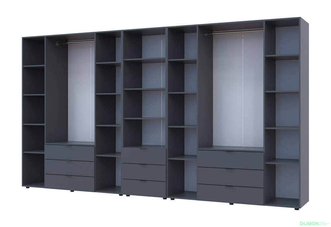 Fotografia 6 - Skriňa osemdverová s regálom s zásuvkami Gelar 370 cm grafit