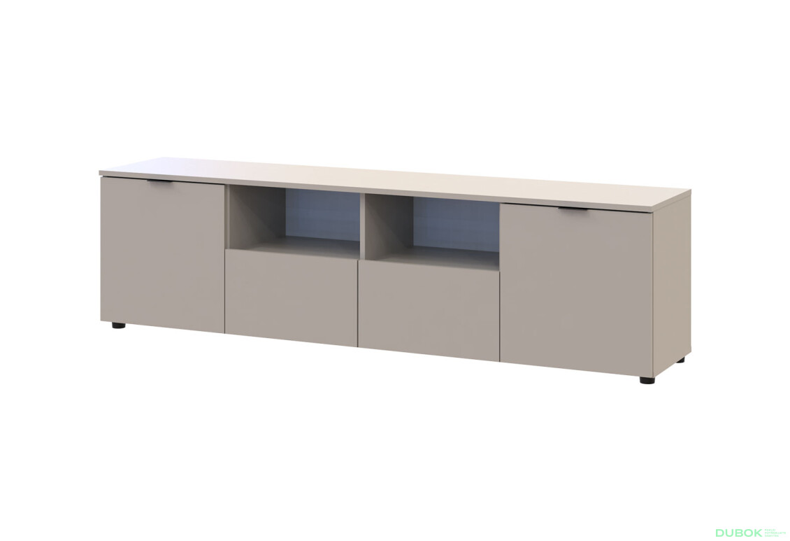 TV stolík s dvierkami a zásuvkami Ron 4 180 cm kašmír