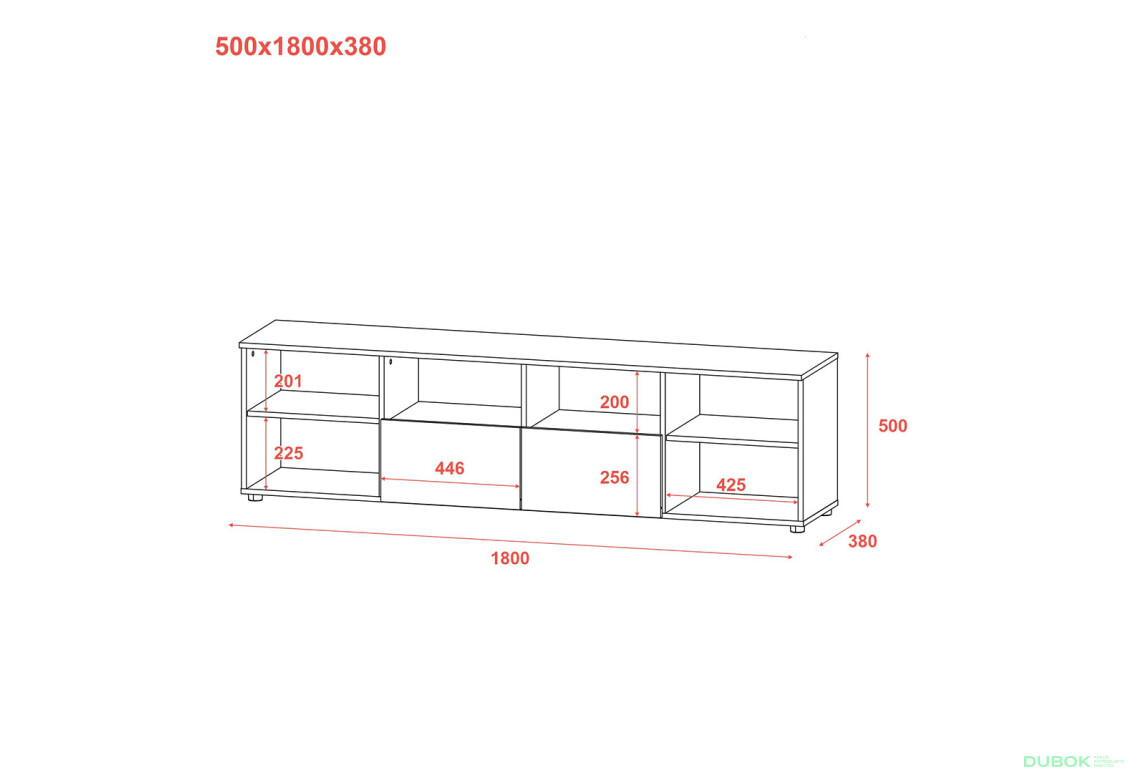 Fotografia 6 - TV stolík s dvierkami a zásuvkami Ron 4 180 cm kašmír
