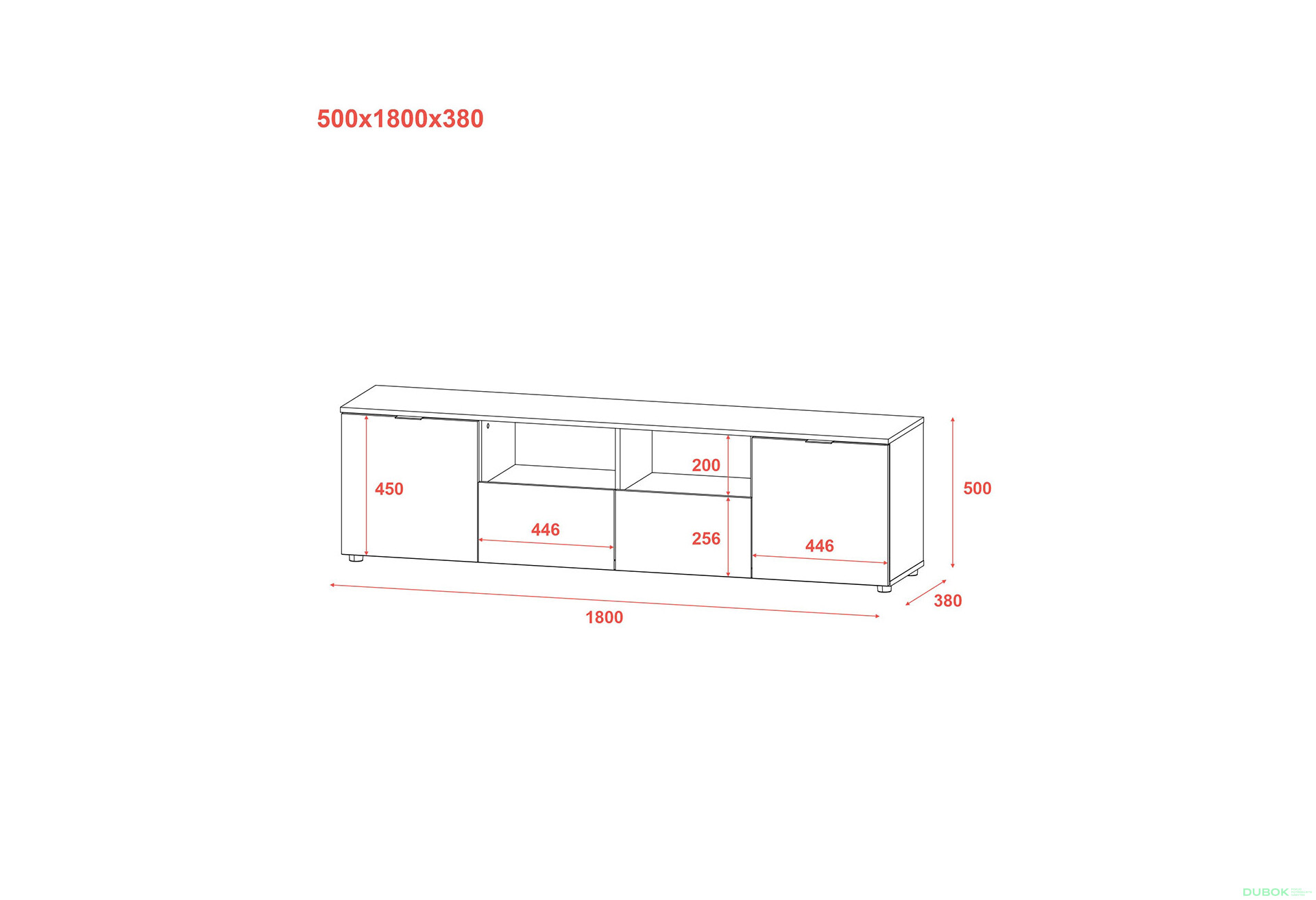 Fotografia 8 - TV stolík s dvierkami a zásuvkami Ron 4 180 cm kašmír