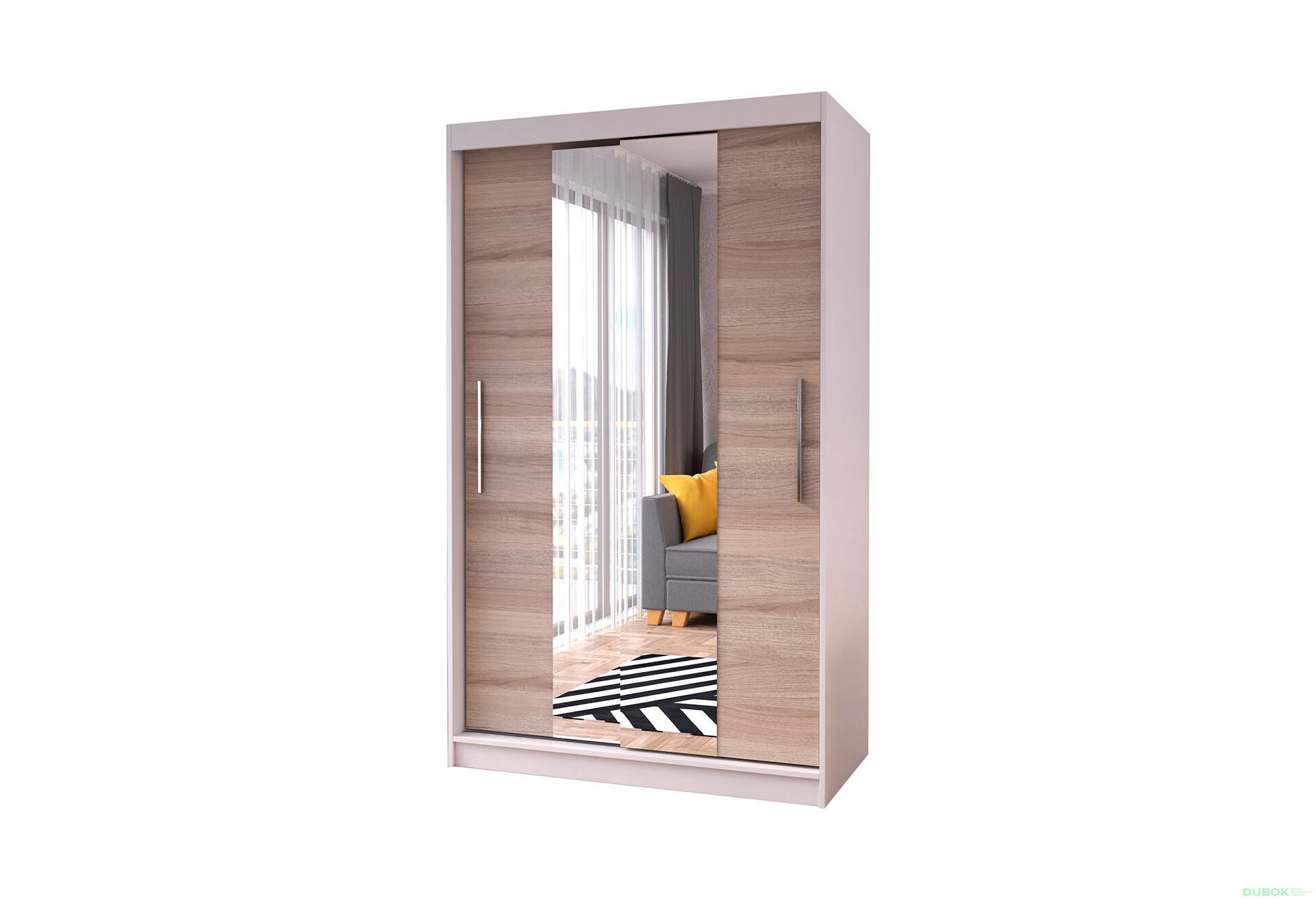 Fotografia 1 - Skriňa Neomi 01 so zrkadlom biely / dub sonoma