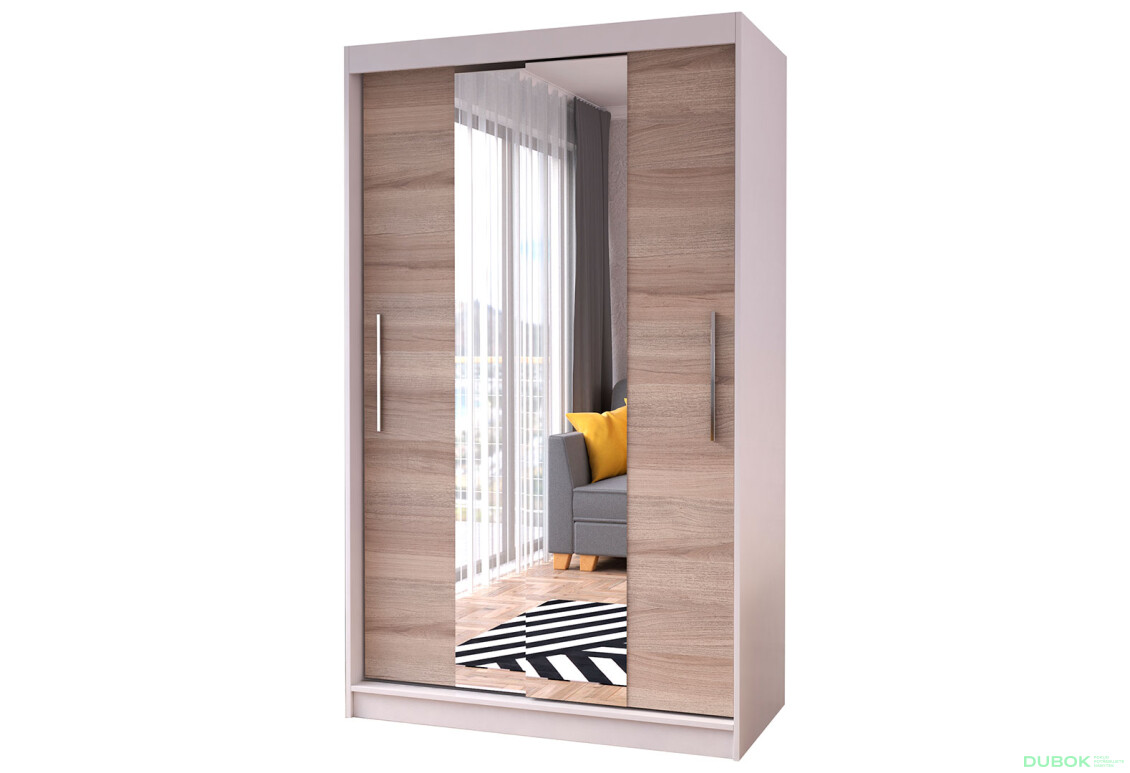 Skriňa Neomi 01 so zrkadlom biely / dub sonoma