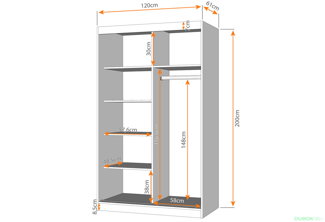 Fotografia 3 - Skriňa Neomi 01 so zrkadlom biely / dub sonoma