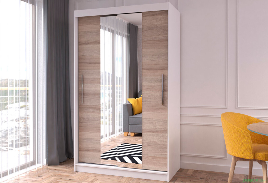 Fotografia 2 - Skriňa Neomi 01 so zrkadlom biely / dub sonoma