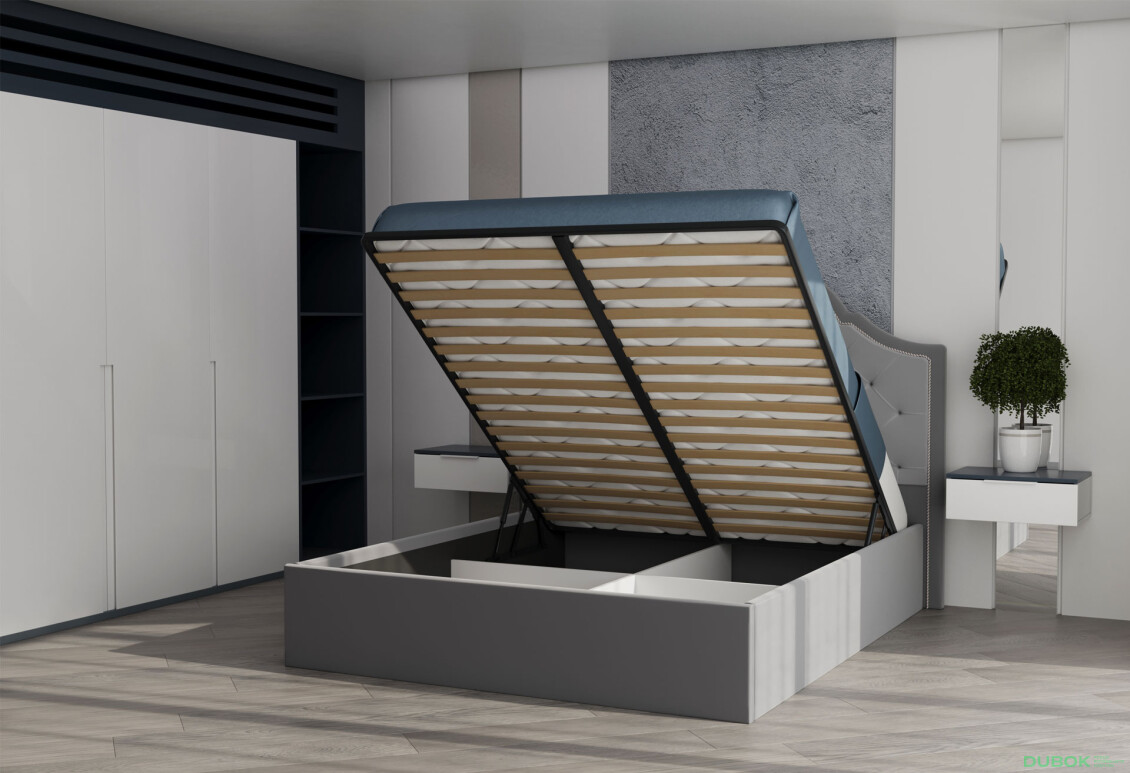 Posteľ s úložným priestorom Milana 160x200 cm s roštom Svetlosivá - Fotografia 5 Fotografia 5 - Posteľ s úložným priestorom Milana 160x200 cm s roštom Svetlosivá