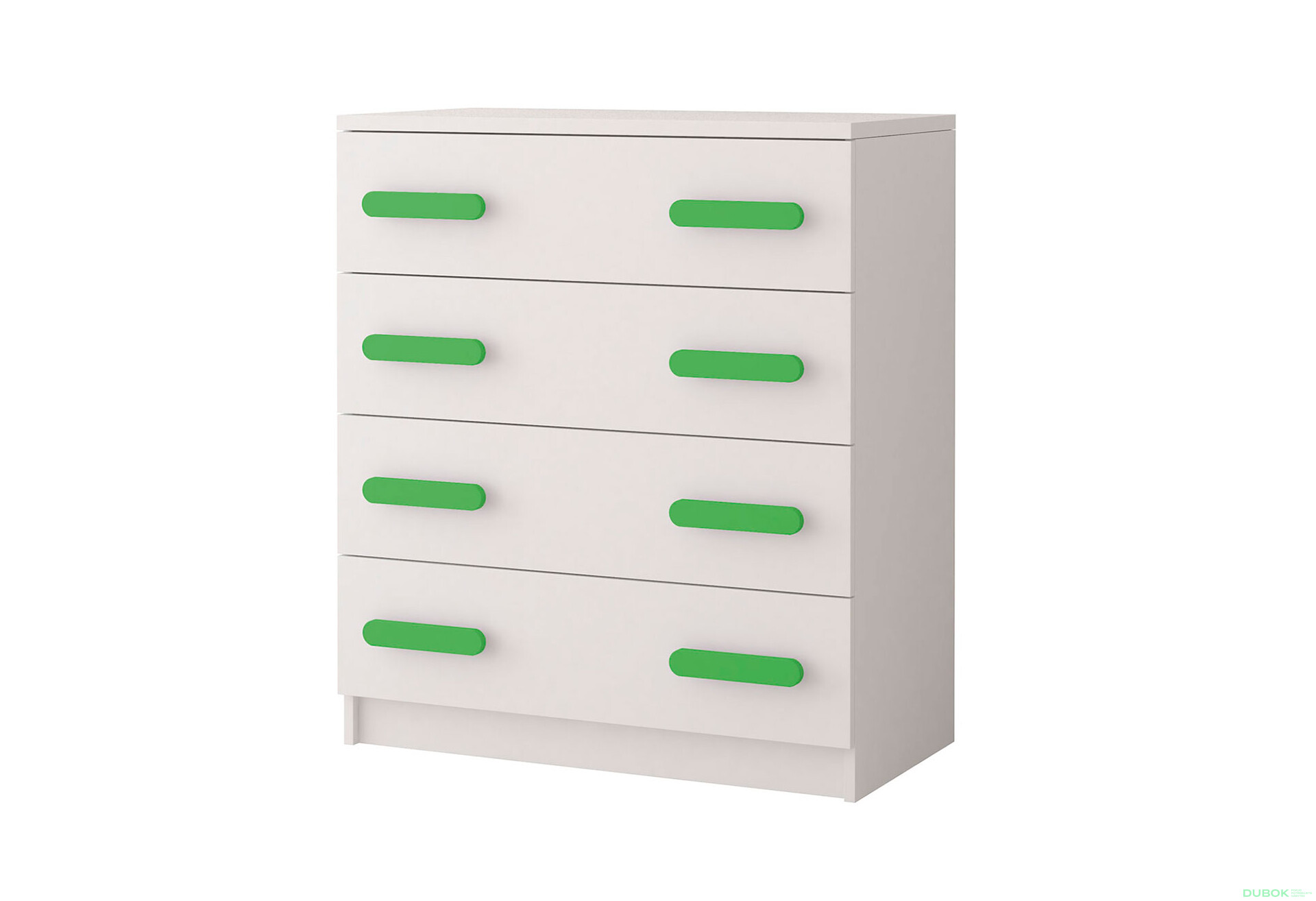 Fotografia 1 - Komoda 4S Šmyk biela, úchytky lemon Idczak meble