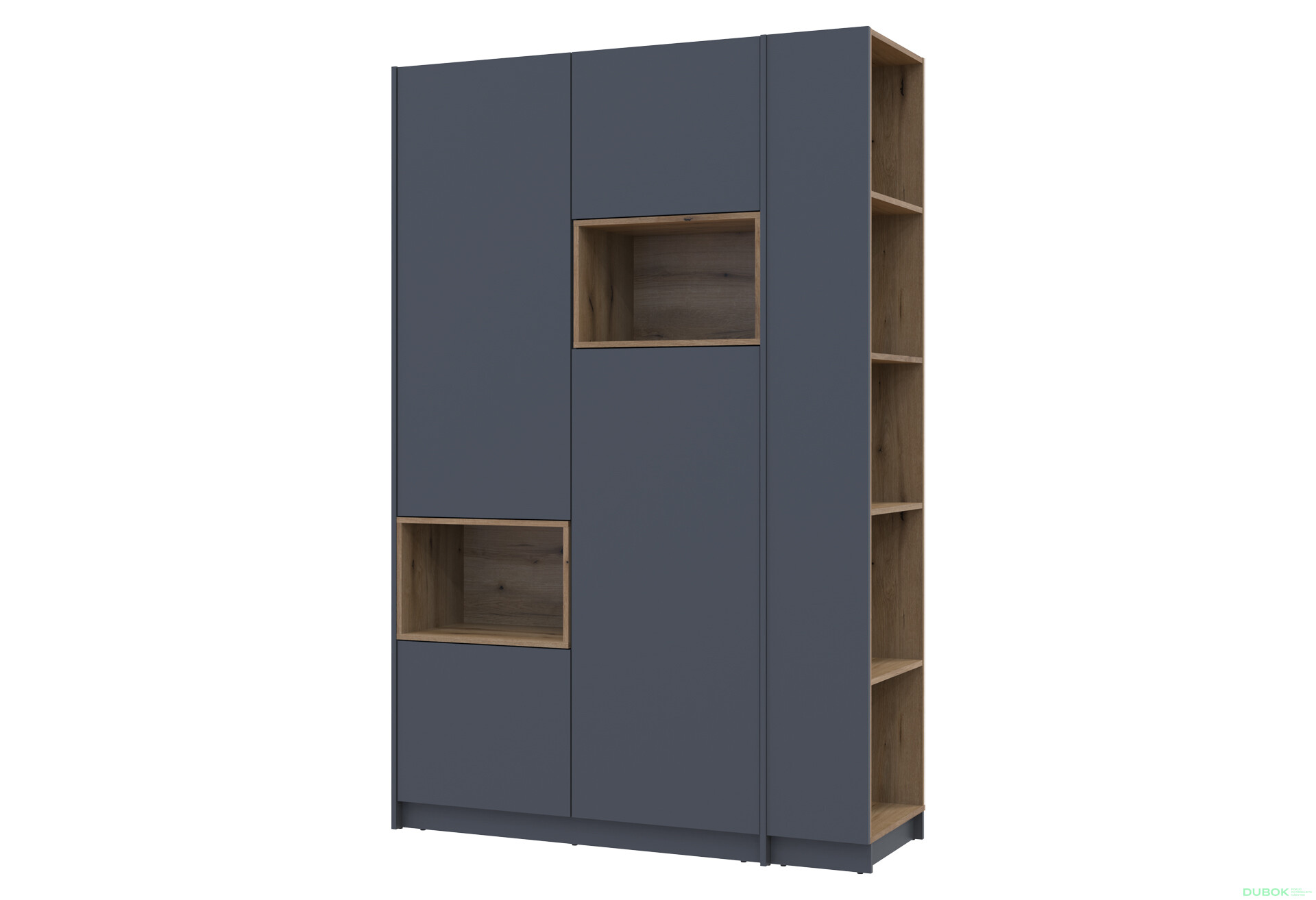 Skriňa s výklenkom Dale 2d + otvorený regál 167 cm, grafit / dub evoke - Fotografia 1 Fotografia 1 - Skriňa s výklenkom Dale 2d + otvorený regál 167 cm, grafit / dub evoke
