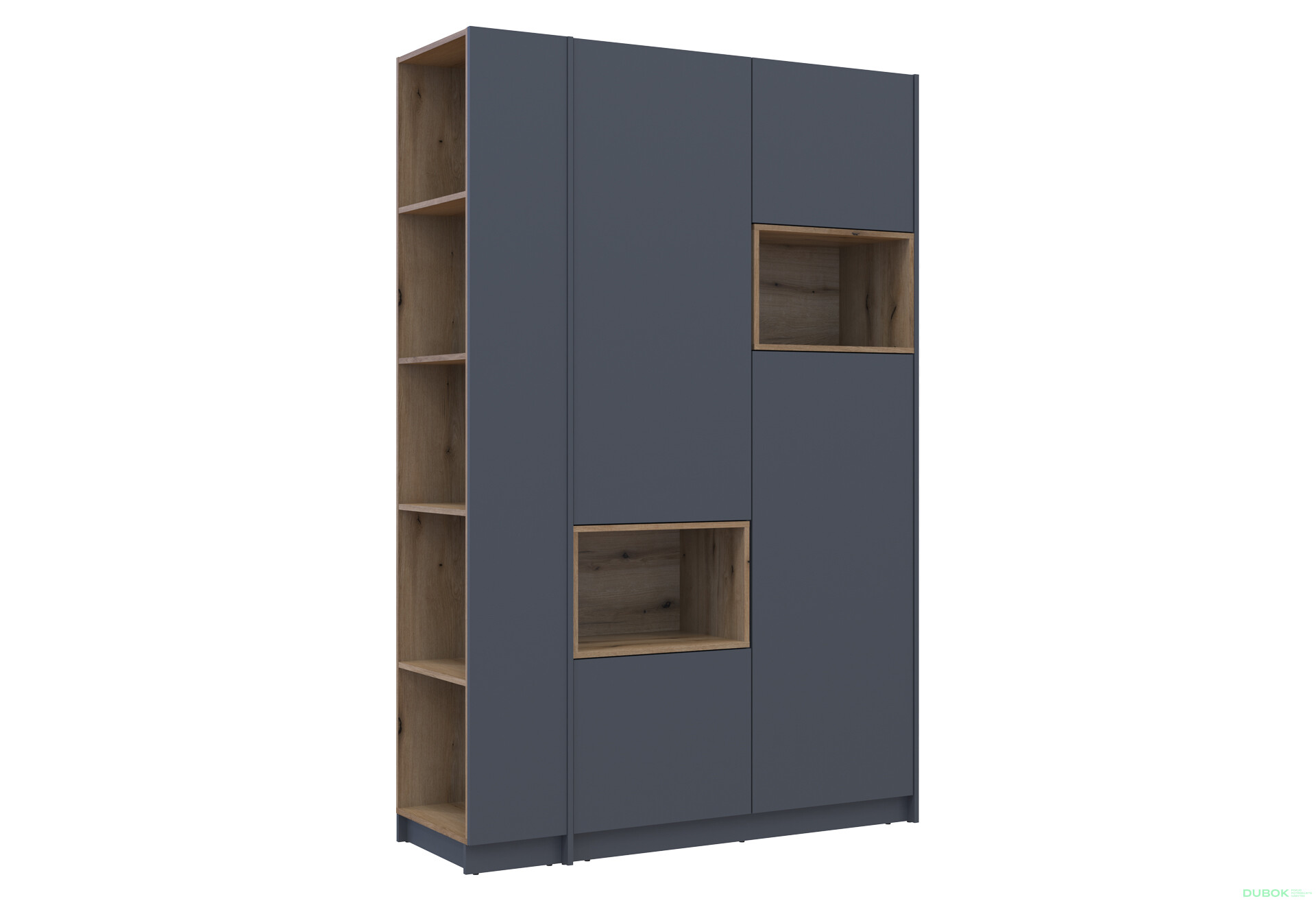 Skriňa s výklenkom Dale 2d + otvorený regál 167 cm, grafit / dub evoke - Fotografia 6 Fotografia 6 - Skriňa s výklenkom Dale 2d + otvorený regál 167 cm, grafit / dub evoke