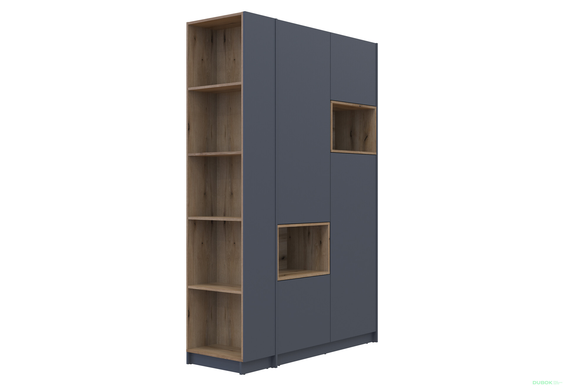 Skriňa s výklenkom Dale 2d + otvorený regál 167 cm, grafit / dub evoke - Fotografia 8 Fotografia 8 - Skriňa s výklenkom Dale 2d + otvorený regál 167 cm, grafit / dub evoke