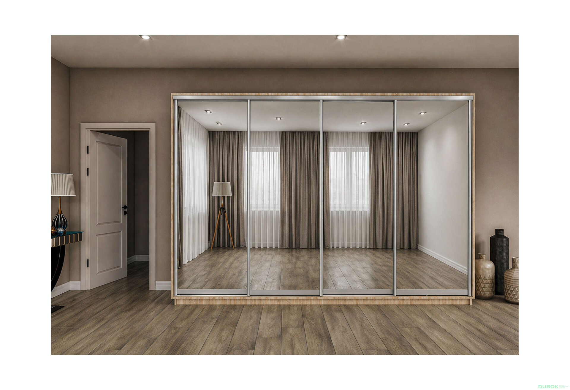 Fotografia 2 - Skriňa s posuvnými dverami 2200x3000x600 4 zrkadlá dub sonoma, profil strieborný