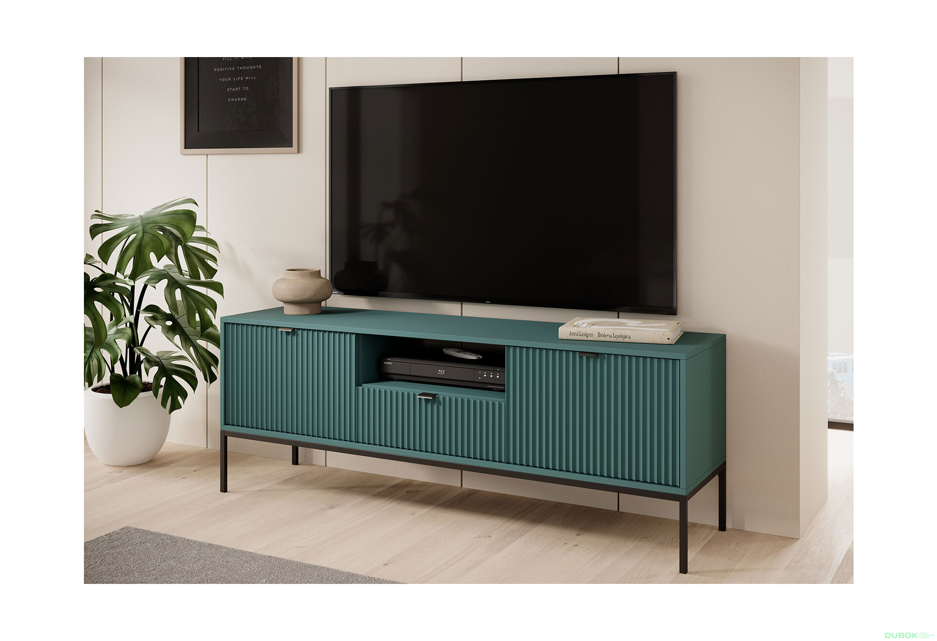 TV stolík RTV154 zelený Nova Čierne nohy / čierne úchytky - Fotografia 4 Fotografia 4 - TV stolík RTV154 zelený Nova Čierne nohy / čierne úchytky