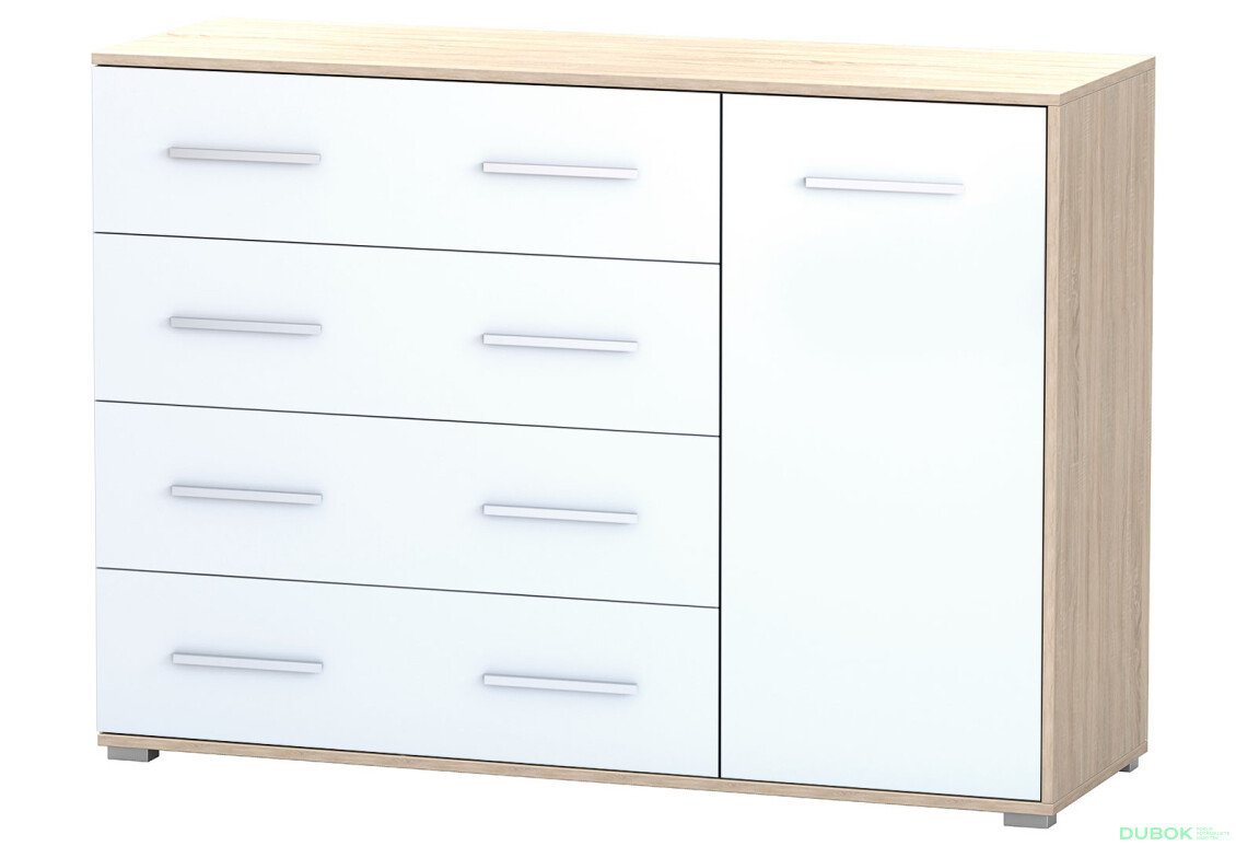 Komoda Frida 02 135 1D4S dub sonoma / biely
